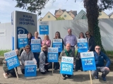 Dr Cathal Berry TD stands with Medical Scientists on strike at Naas General Hospital
